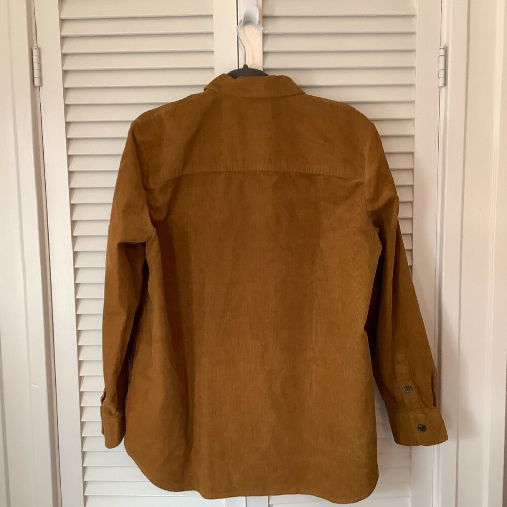 J. Crew Factory women's shacket shirt medium corduroy tan cotton oversized - Picture 6 of 9